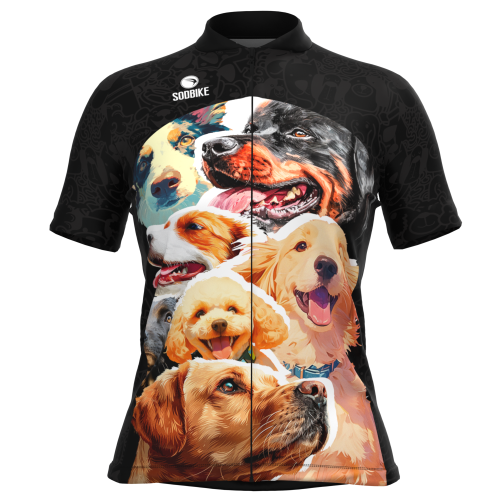 CAMISA CICLISMO FEMININA SÓDBIKE, PROTEÇÃO SOLAR 20, ZIPER FULL, CACHORRO