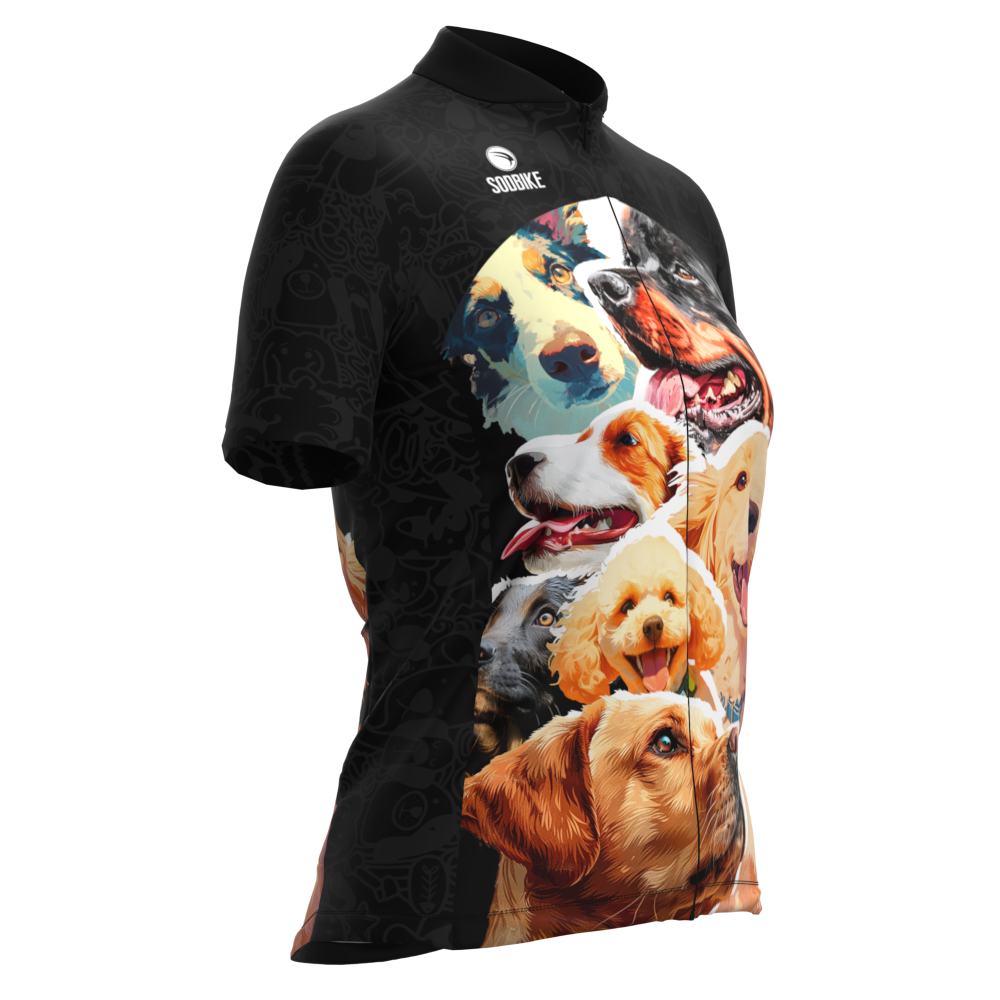CAMISA CICLISMO FEMININA SÓDBIKE, PROTEÇÃO SOLAR 20, ZIPER FULL, CACHORRO
