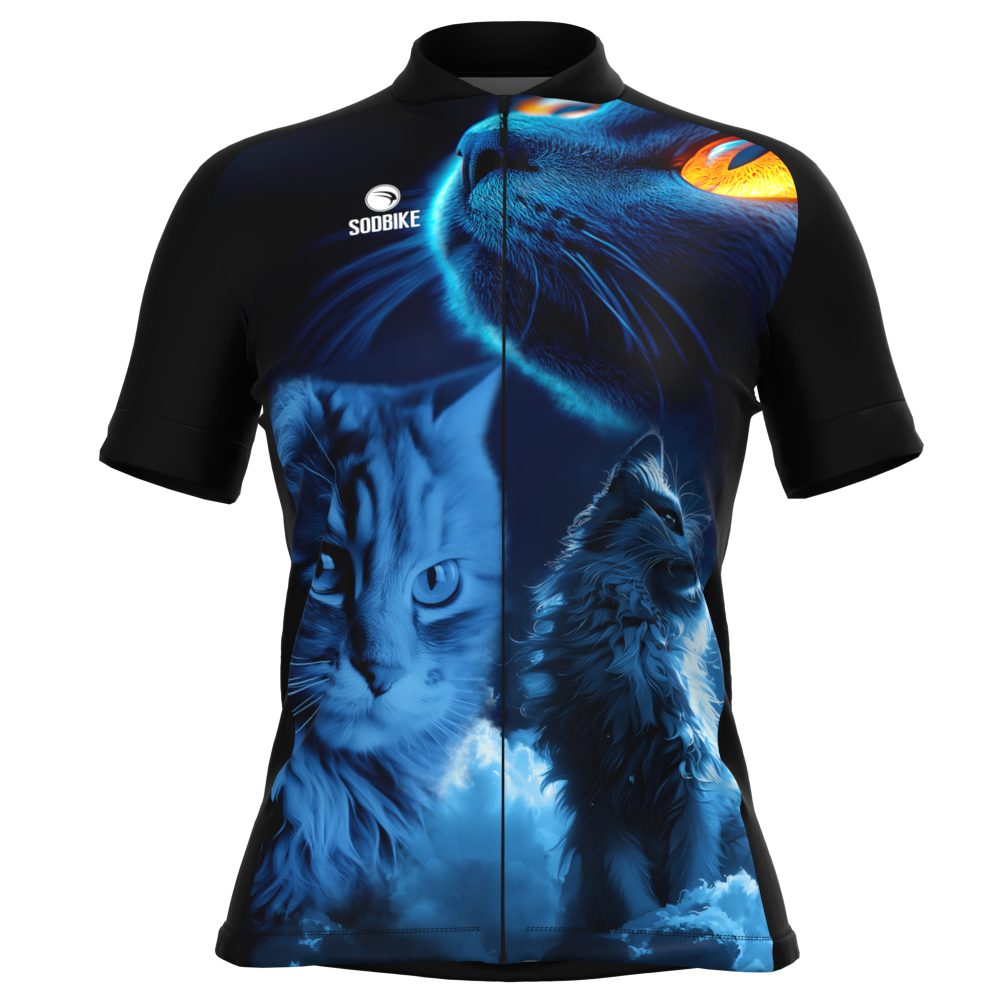 CAMISA CICLISMO FEMININA SÓDBIKE, PROTEÇÃO SOLAR 20, ZIPER FULL, GATO