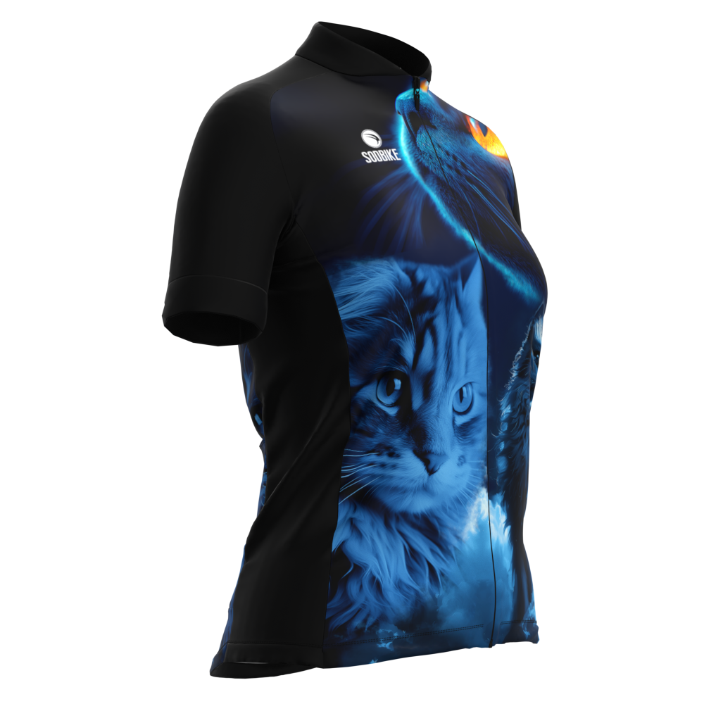 CAMISA CICLISMO FEMININA SÓDBIKE, PROTEÇÃO SOLAR 20, ZIPER FULL, GATO