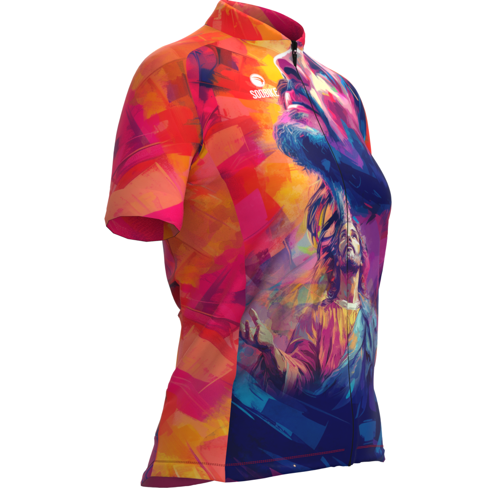 CAMISA CICLISMO FEMININA SÓDBIKE, PROTEÇÃO SOLAR 20, ZIPER FULL, JESUS