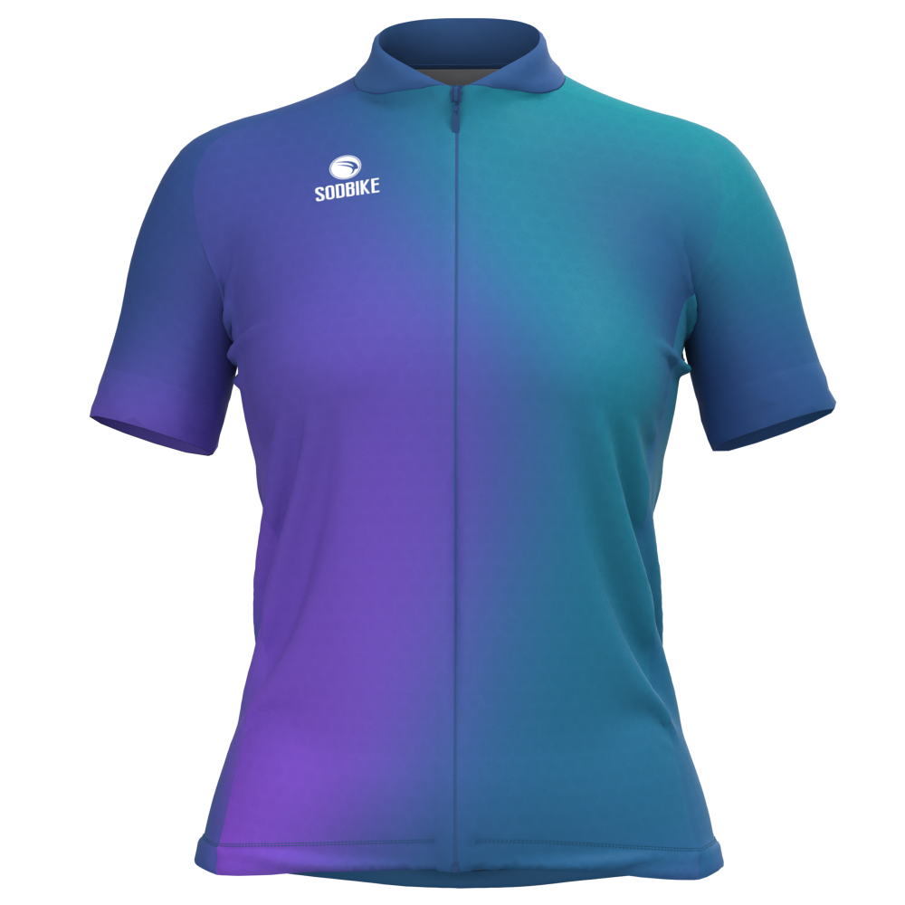 CAMISA CICLISMO FEMININA SÓDBIKE, PROTEÇÃO SOLAR 20, ZIPER FULL, DEGRADE