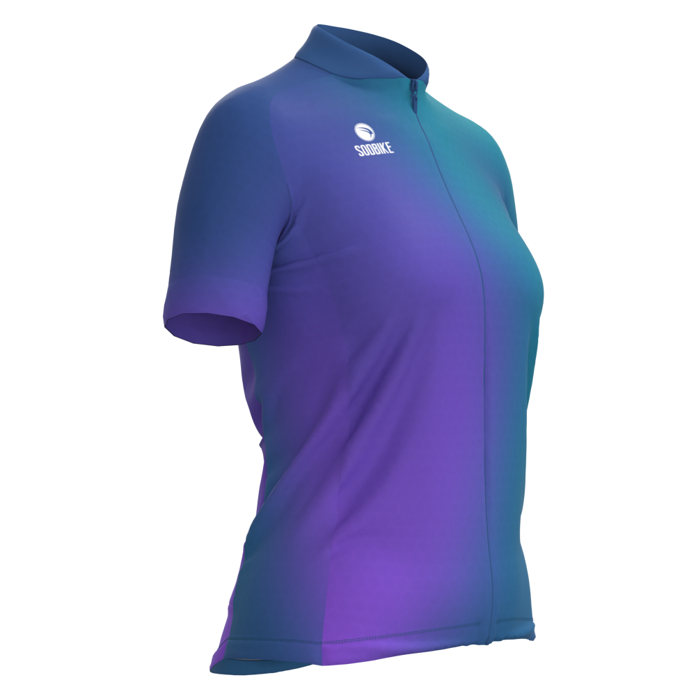 CAMISA CICLISMO FEMININA SÓDBIKE, PROTEÇÃO SOLAR 20, ZIPER FULL, DEGRADE