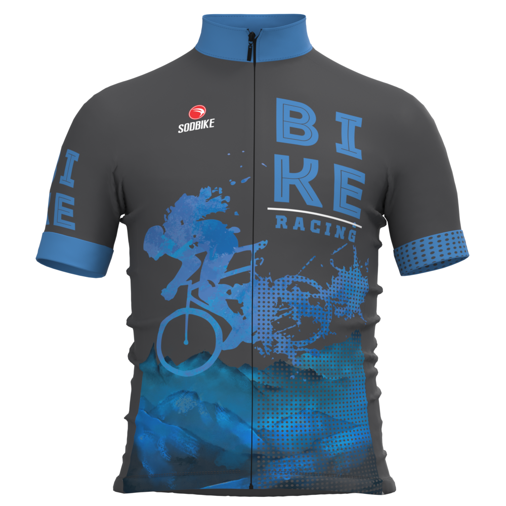 CAMISA CICLISMO INFANTIL SÓDBIKE, PROTEÇÃO SOLAR 20, ZIPER FULL, RACING AZUL