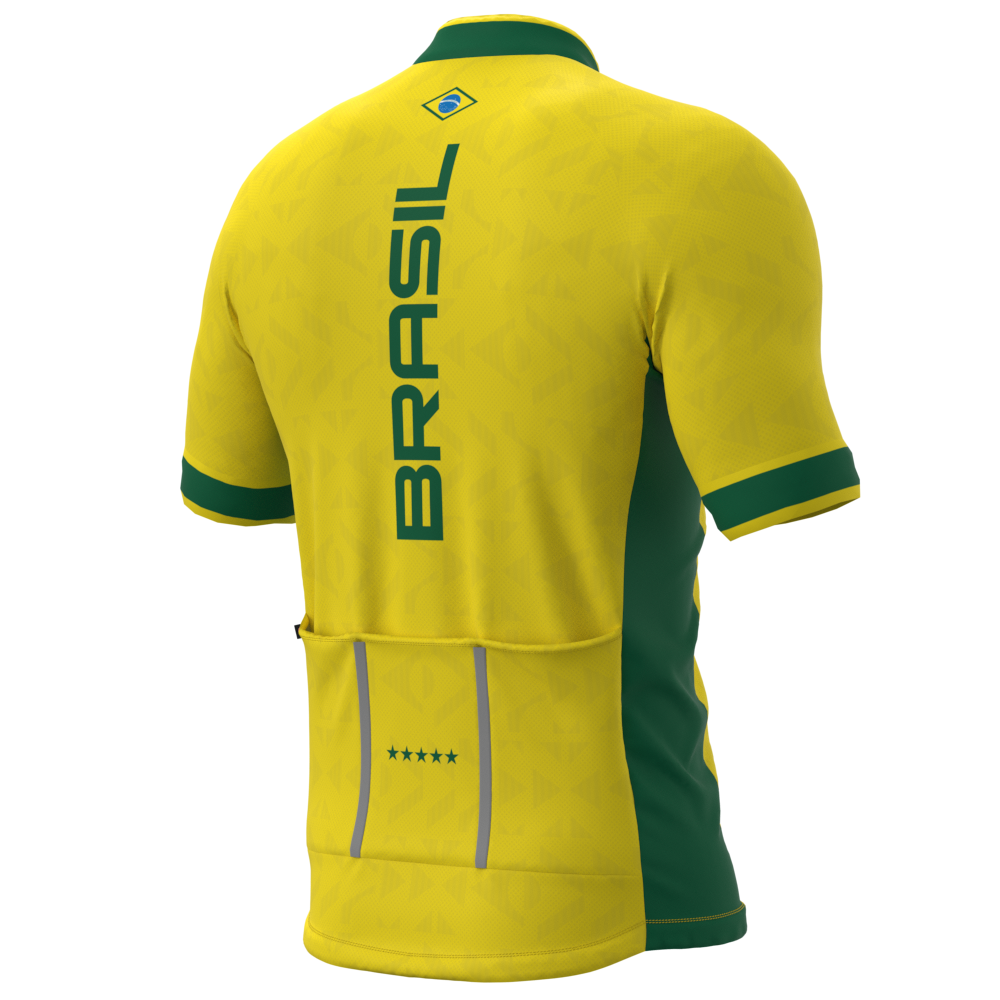 CAMISA CICLISMO MASCULINA SÓDBIKE 2026, ZIPER FULL, BRASIL AMARELA