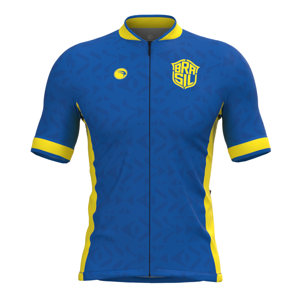 CAMISA CICLISMO MASCULINA SÓDBIKE 2026, ZIPER FULL, BRASIL AZUL