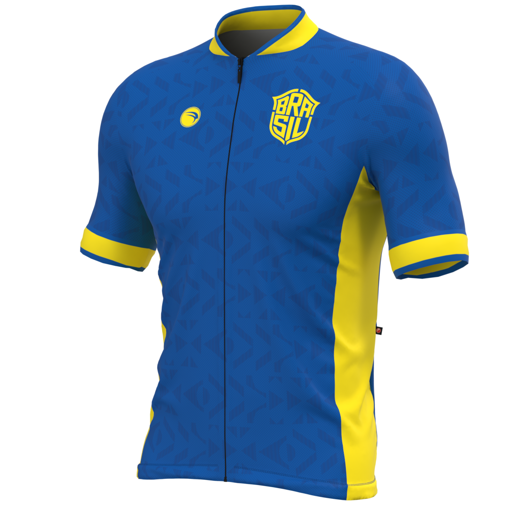 CAMISA CICLISMO MASCULINA SÓDBIKE 2026, ZIPER FULL, BRASIL AZUL
