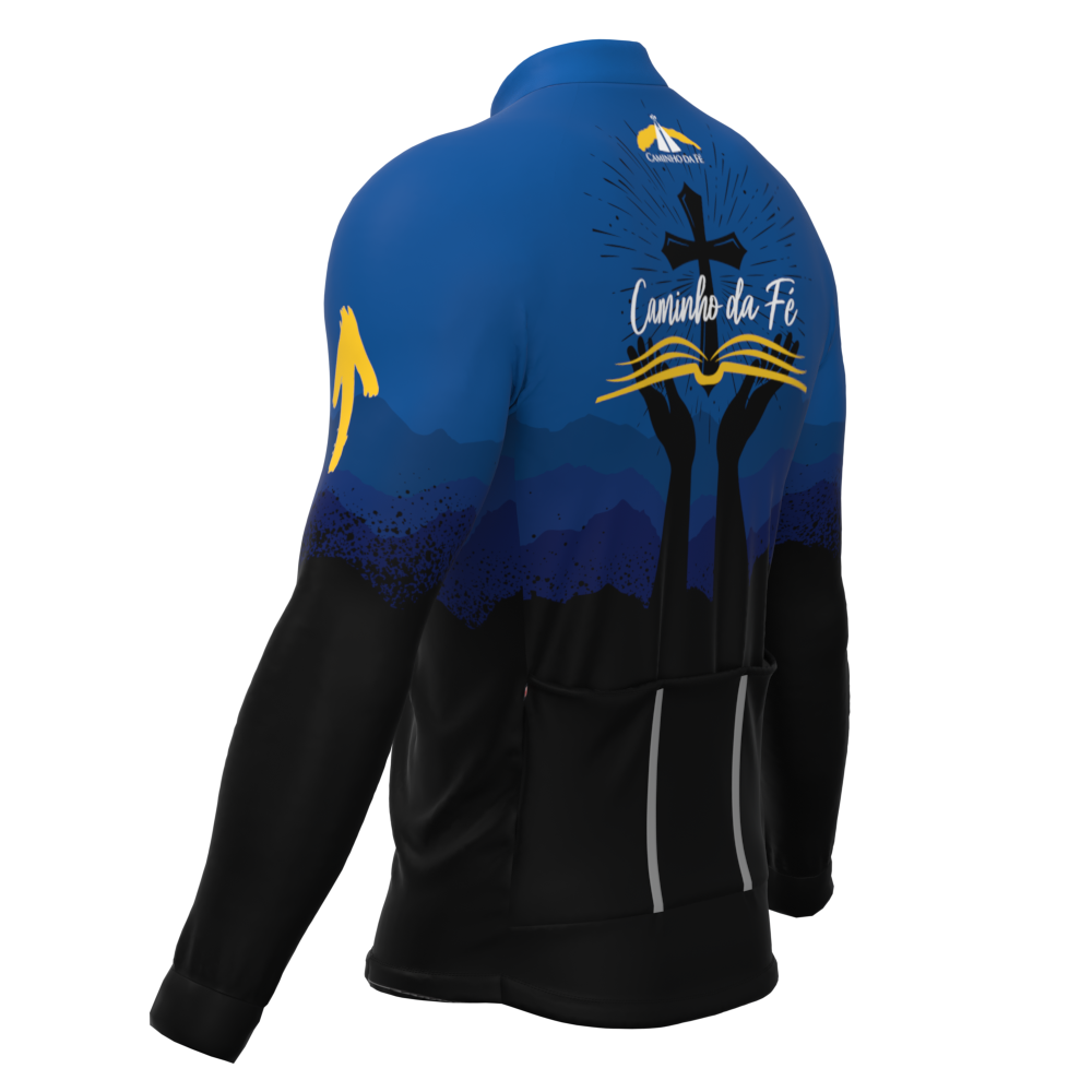 CAMISA CICLISMO MASCULINA SÓDBIKE,ZIPER FULL, CAMINHO DA FÉ MANGA LONGA