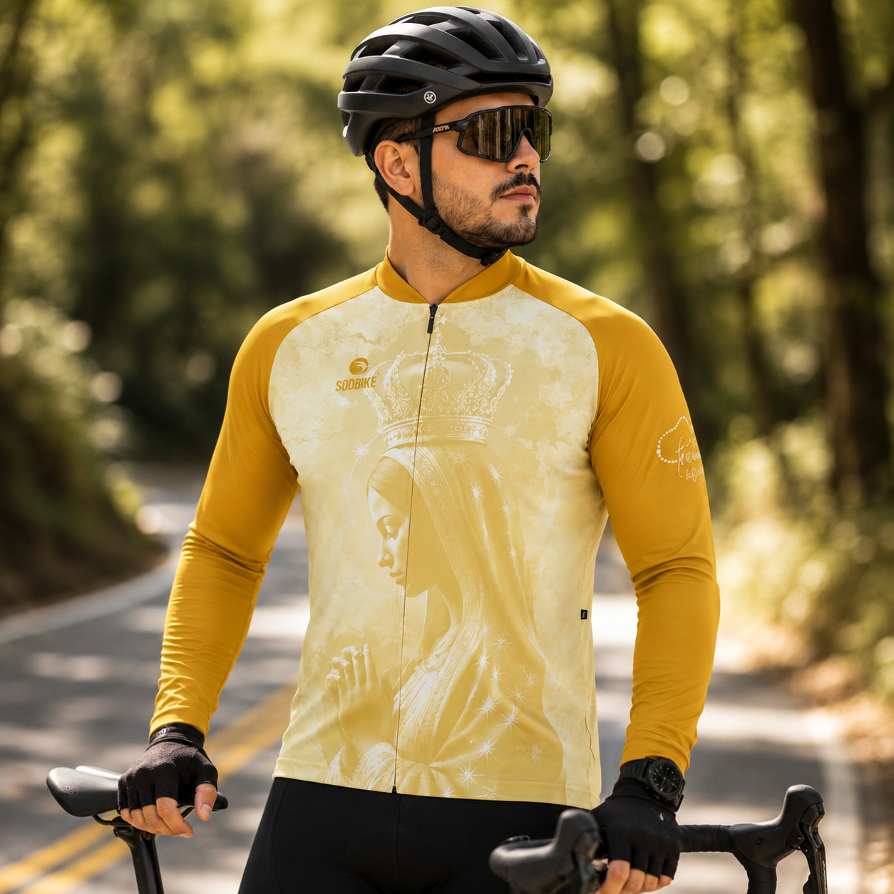 CAMISA CICLISMO MASCULINA SÓDBIKE,ZIPER FULL, NOSSA SENHORA LONGA