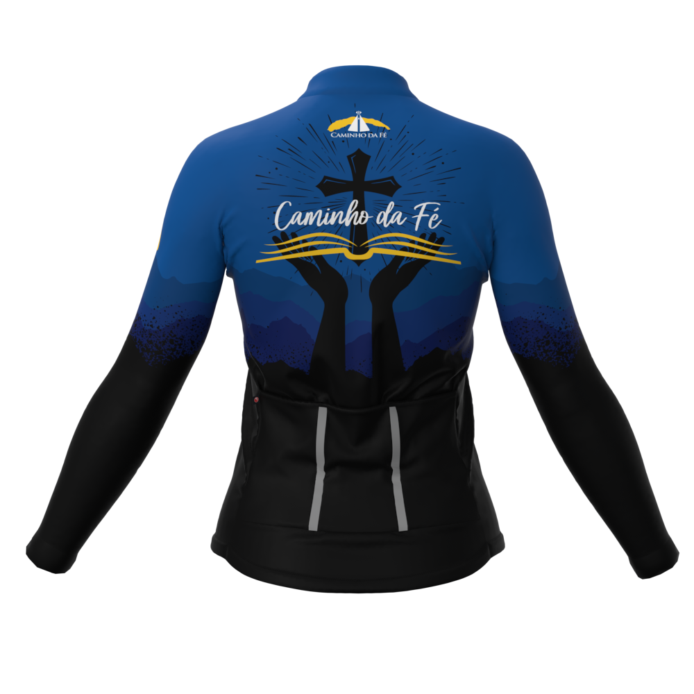 CAMISA CICLISMO FEMININA SÓDBIKE, ZIPER FULL, CAMINHO DA FÉ LONGA