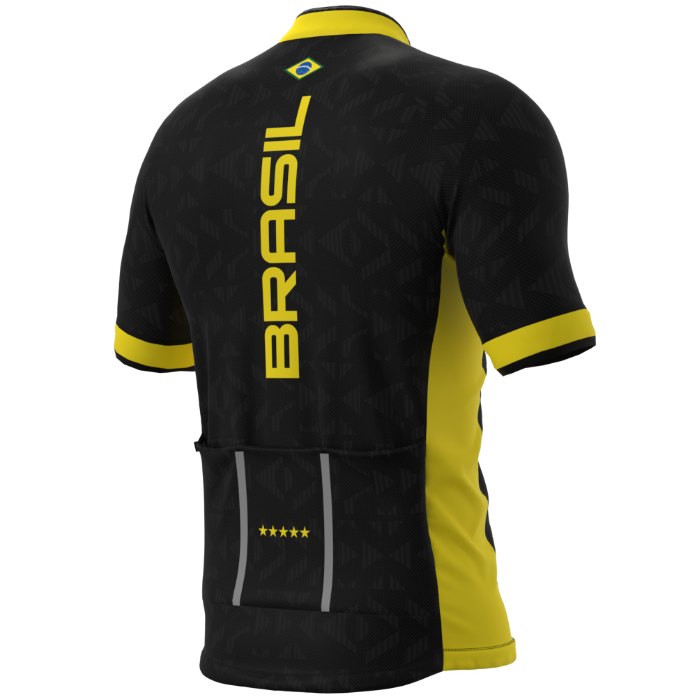 CAMISA CICLISMO MASCULINA SÓDBIKE 2026, ZIPER FULL, BRASIL PRETA