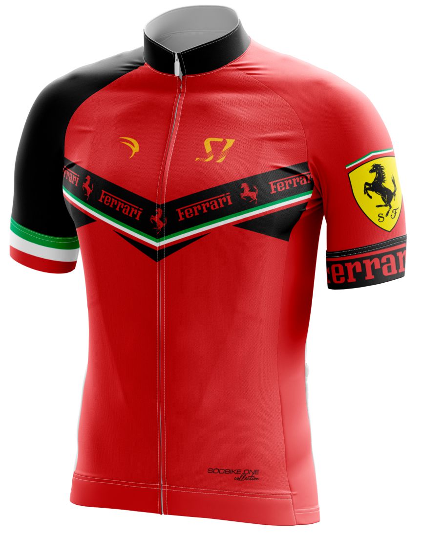 CAMISA CICLISMO FERRARI MASCULINA SÓDBIKE, PROTEÇÃO SOLAR 20, ZIPER FULL