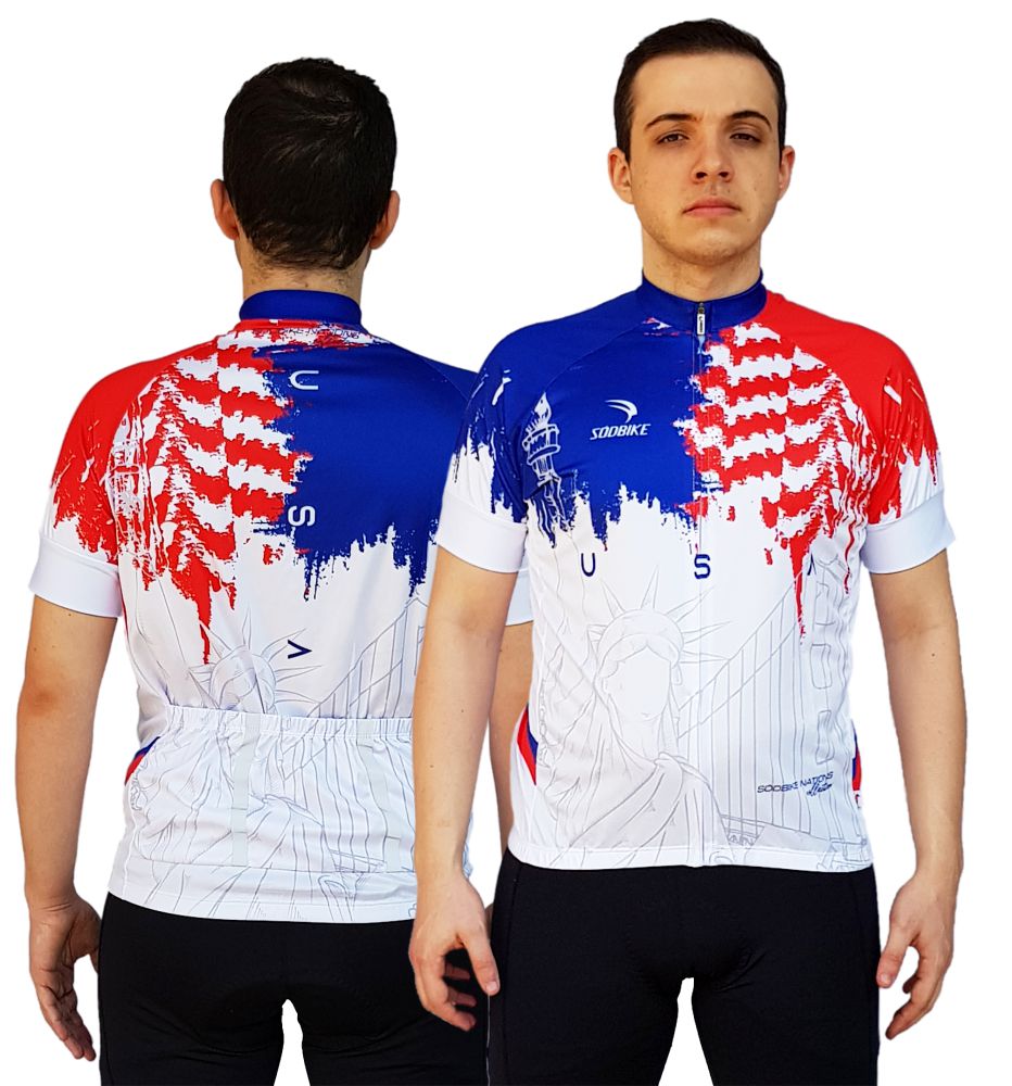 CAMISA CICLISMO MASCULINA EUA SÓDBIKE, PROTEÇÃO SOLAR 20, ZIPER FULL