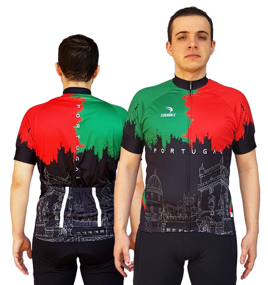 CAMISA CICLISMO MASCULINA PORTUGAL SÓDBIKE, PROTEÇÃO SOLAR 20, ZIPER FULL