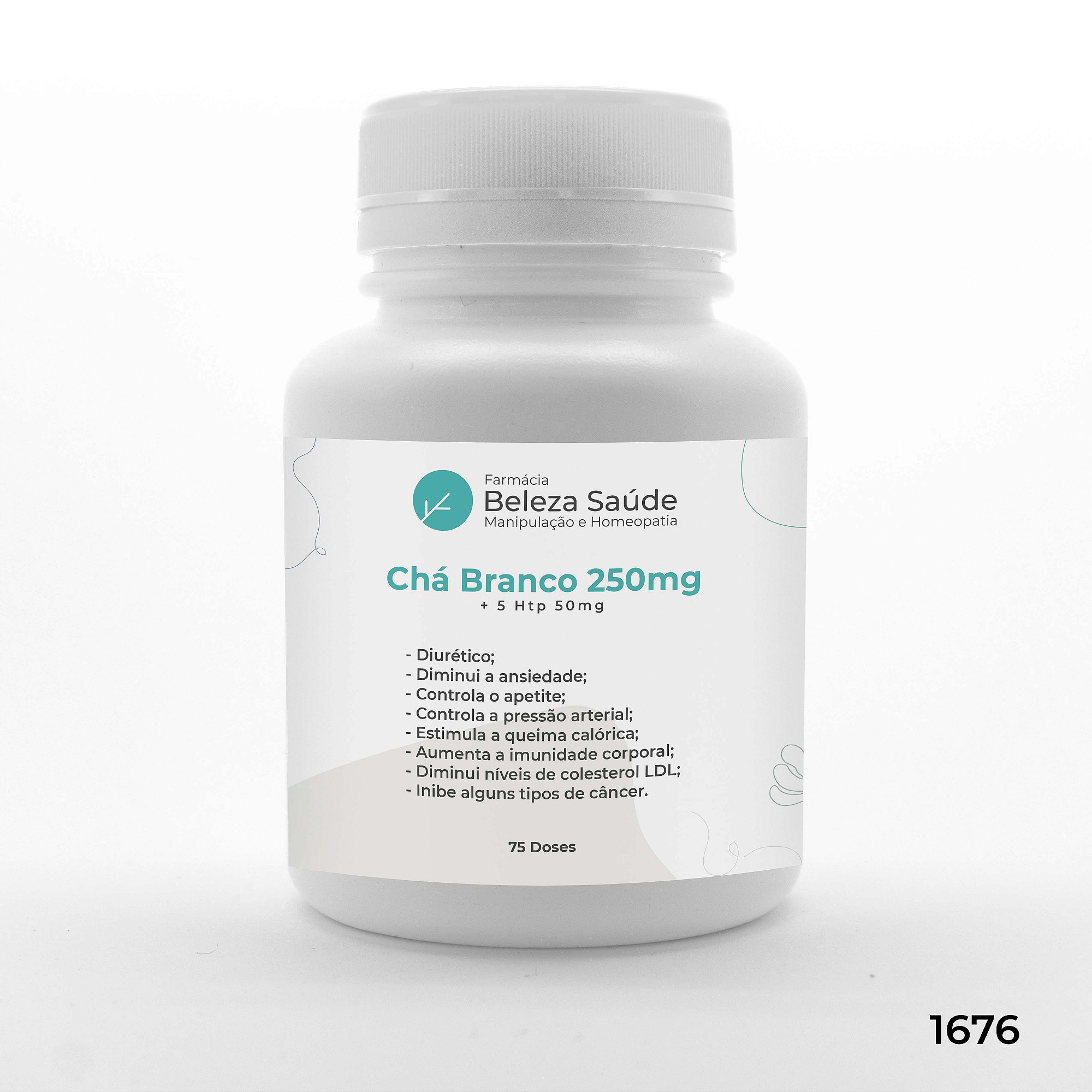 Chá Branco 250mg + 5 Htp 50mg - Diurético - 75 doses