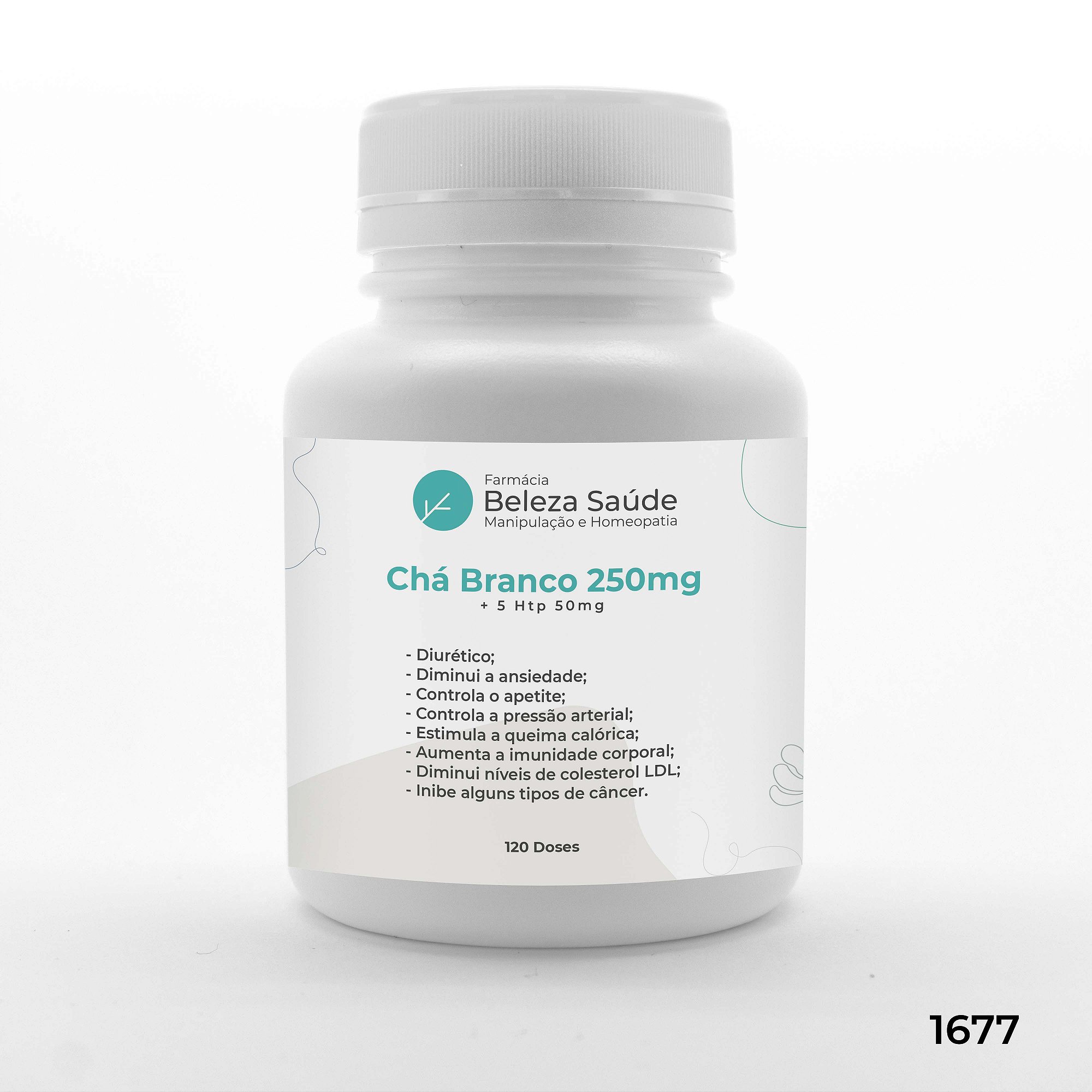 Chá Branco 250mg + 5 Htp 50mg - Diurético - 120 doses