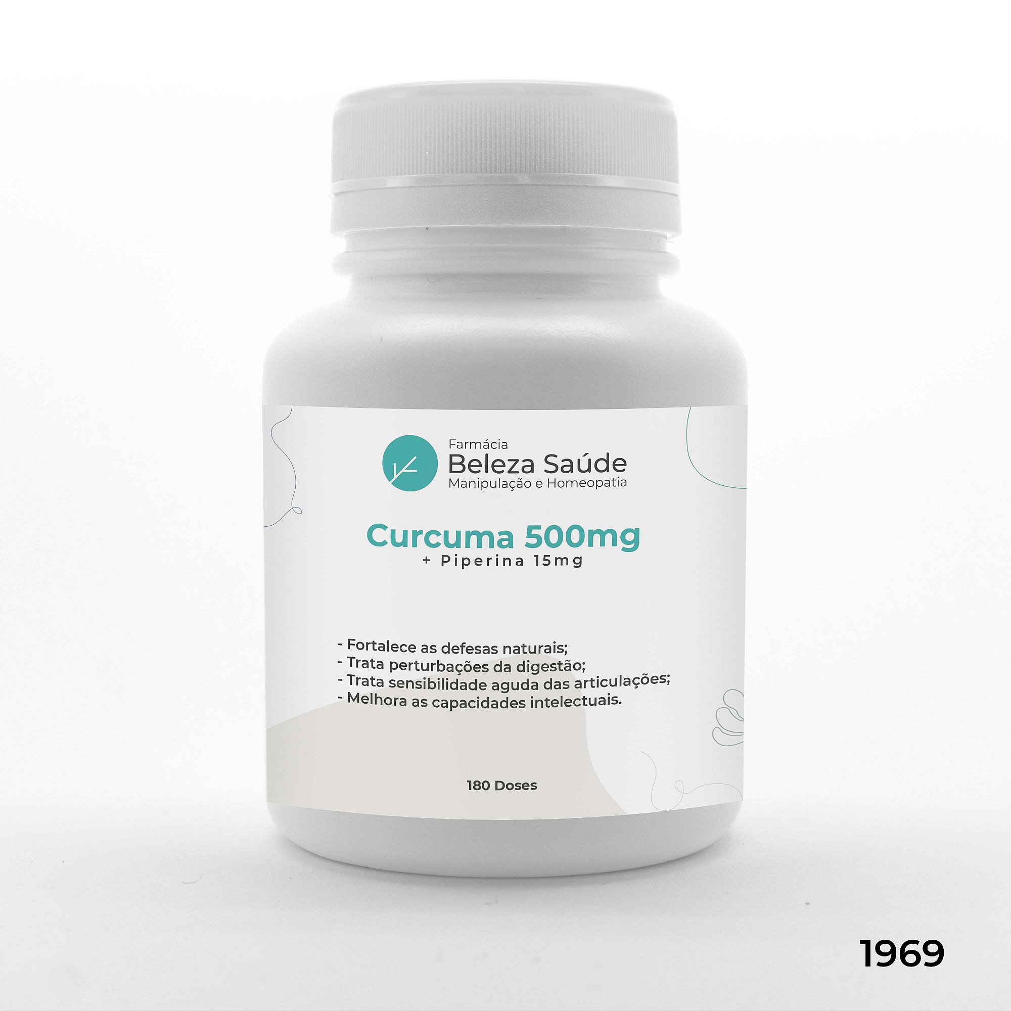 Curcuma 500mg + Piperina 15mg Saúde Física e Mental - 180 doses
