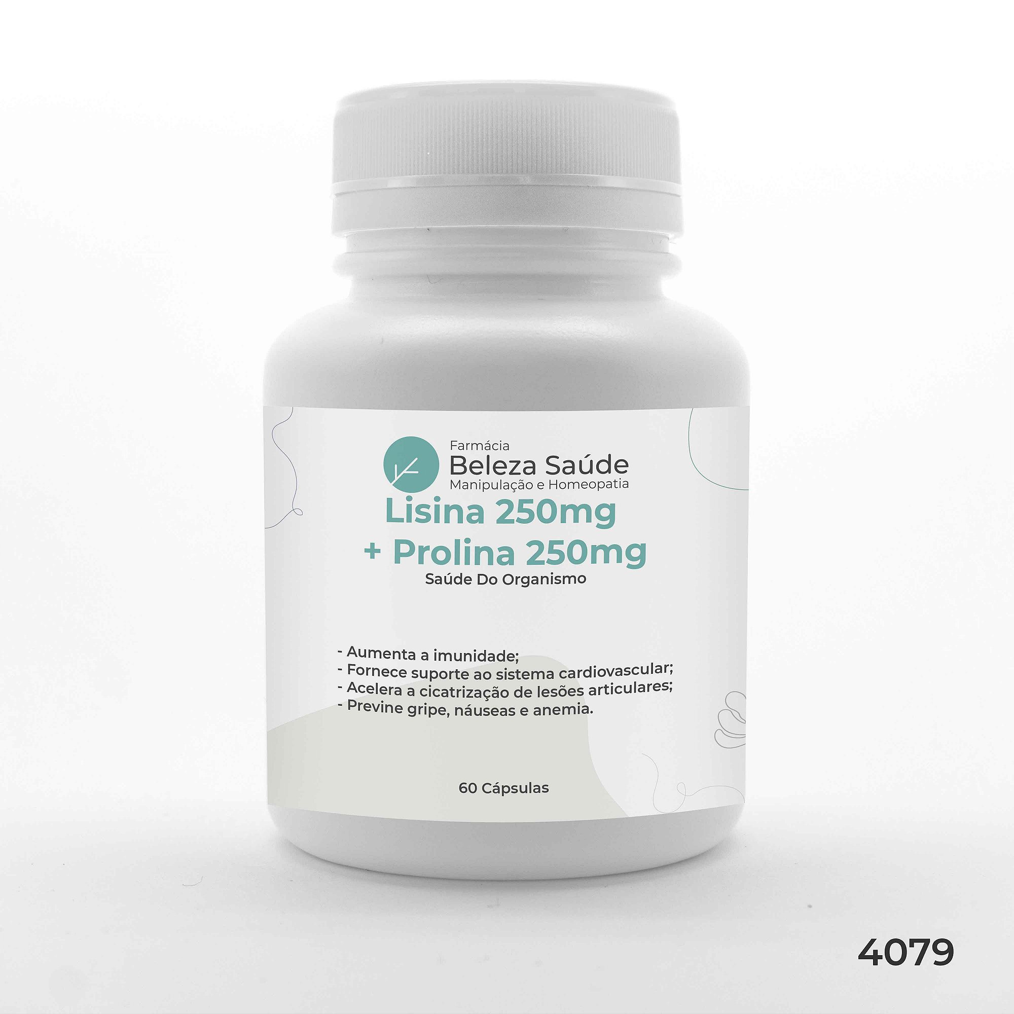 Lisina 250mg + Prolina 250mg : Saúde Do Organismo 60 Caps
