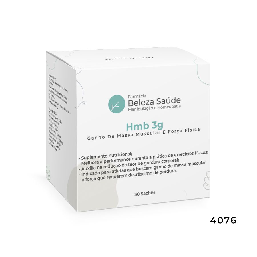 Hmb 3g : Ganho De Massa Muscular E Força Física 30 Sachês