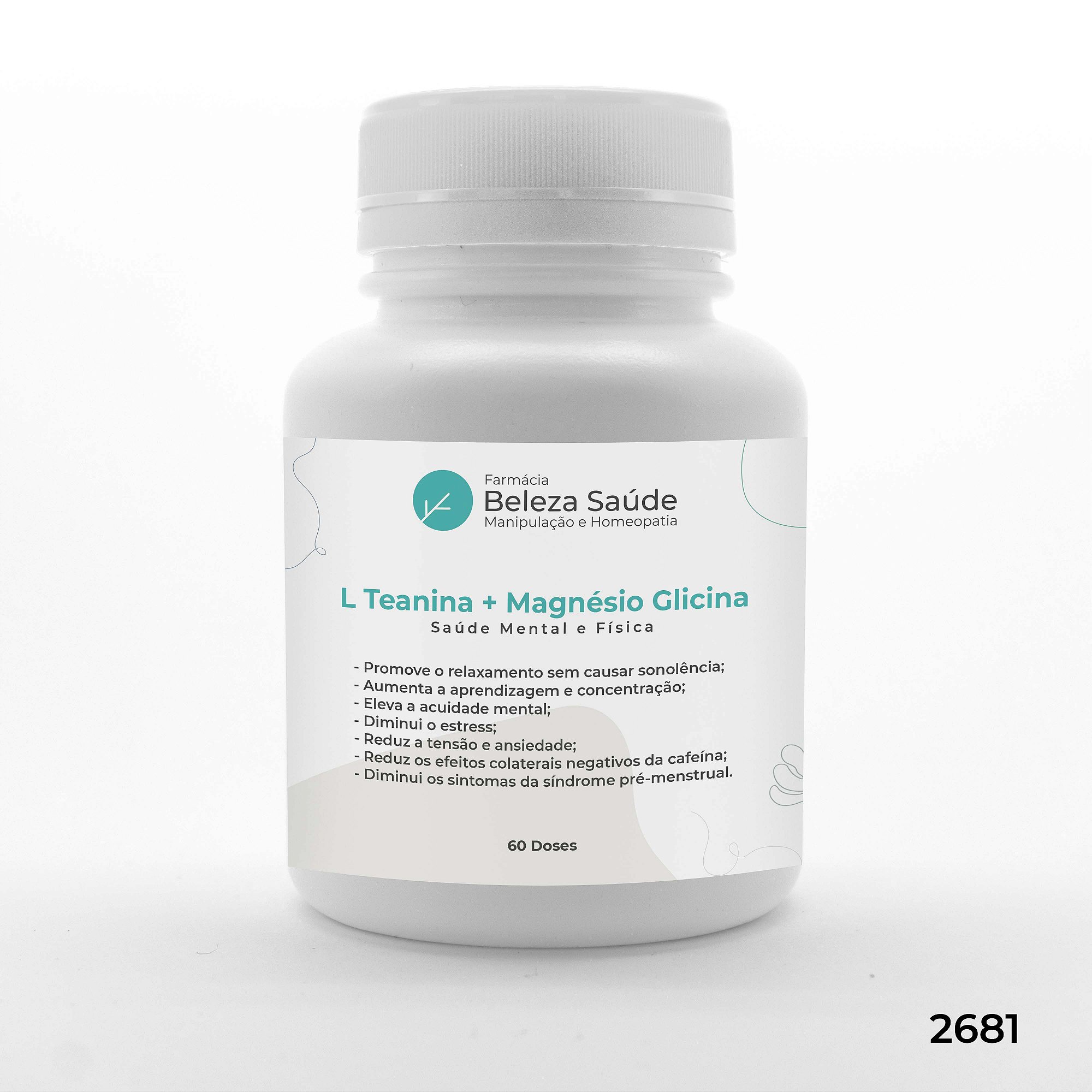 L Teanina + Magnésio Glicina - Saúde Mental e Física - 60 doses