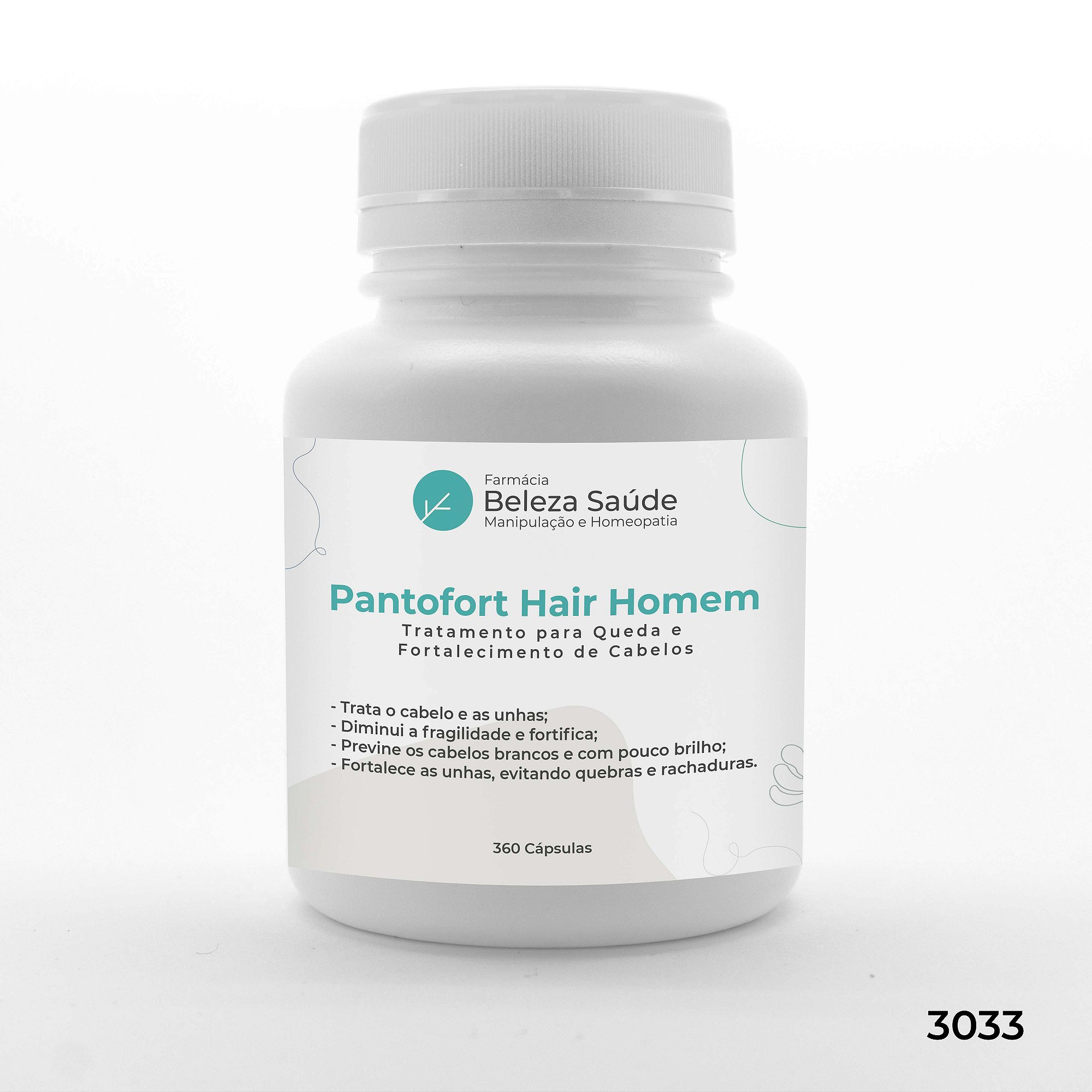 Pantofort Hair Homem : Similar ao de Marca -  Tratamento para Queda e Fortalecimento dos Cabelos - 360 Cápsulas