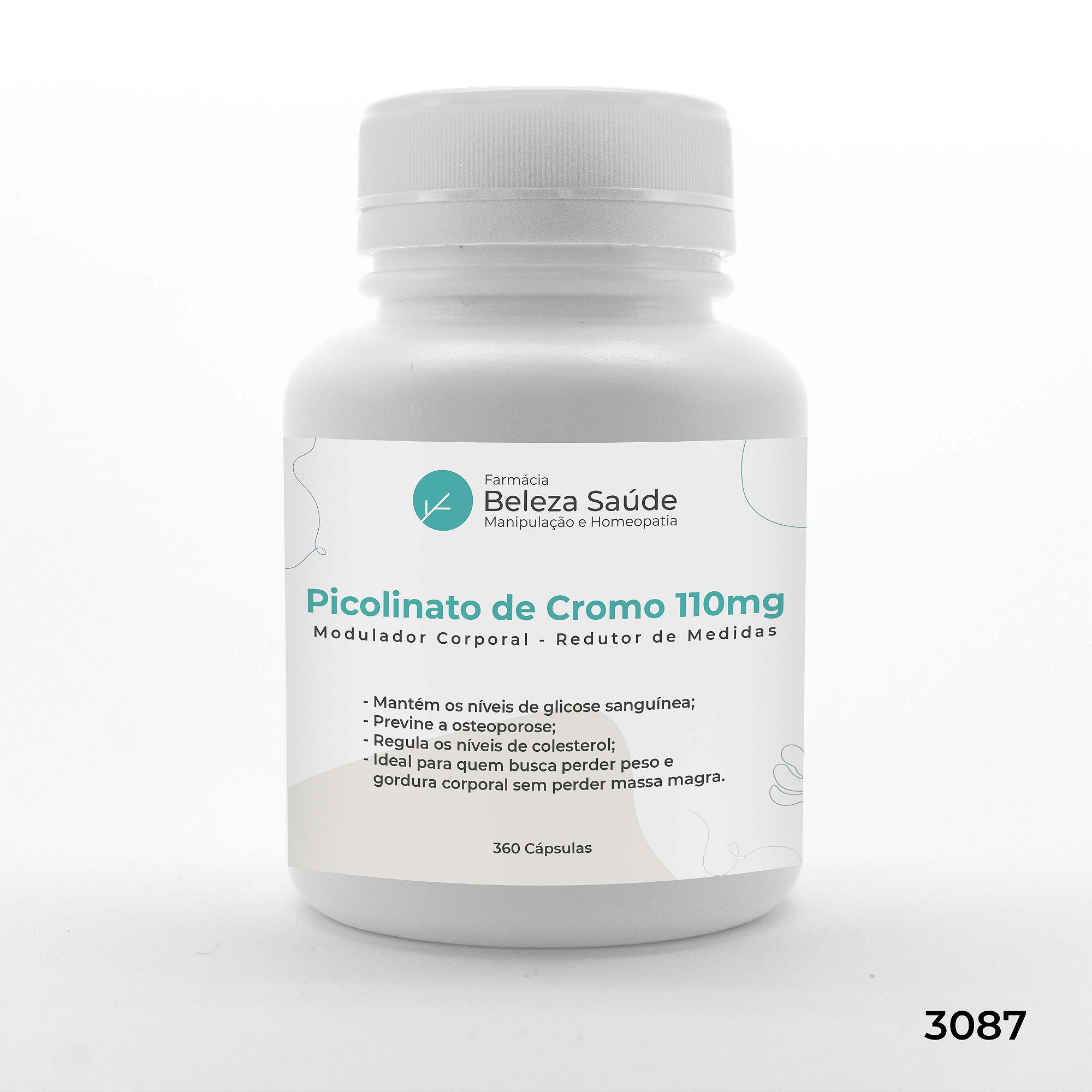Picolinato de Cromo 110mcg : Modulador Corporal Redutor de Medidas - 360 Cápsulas