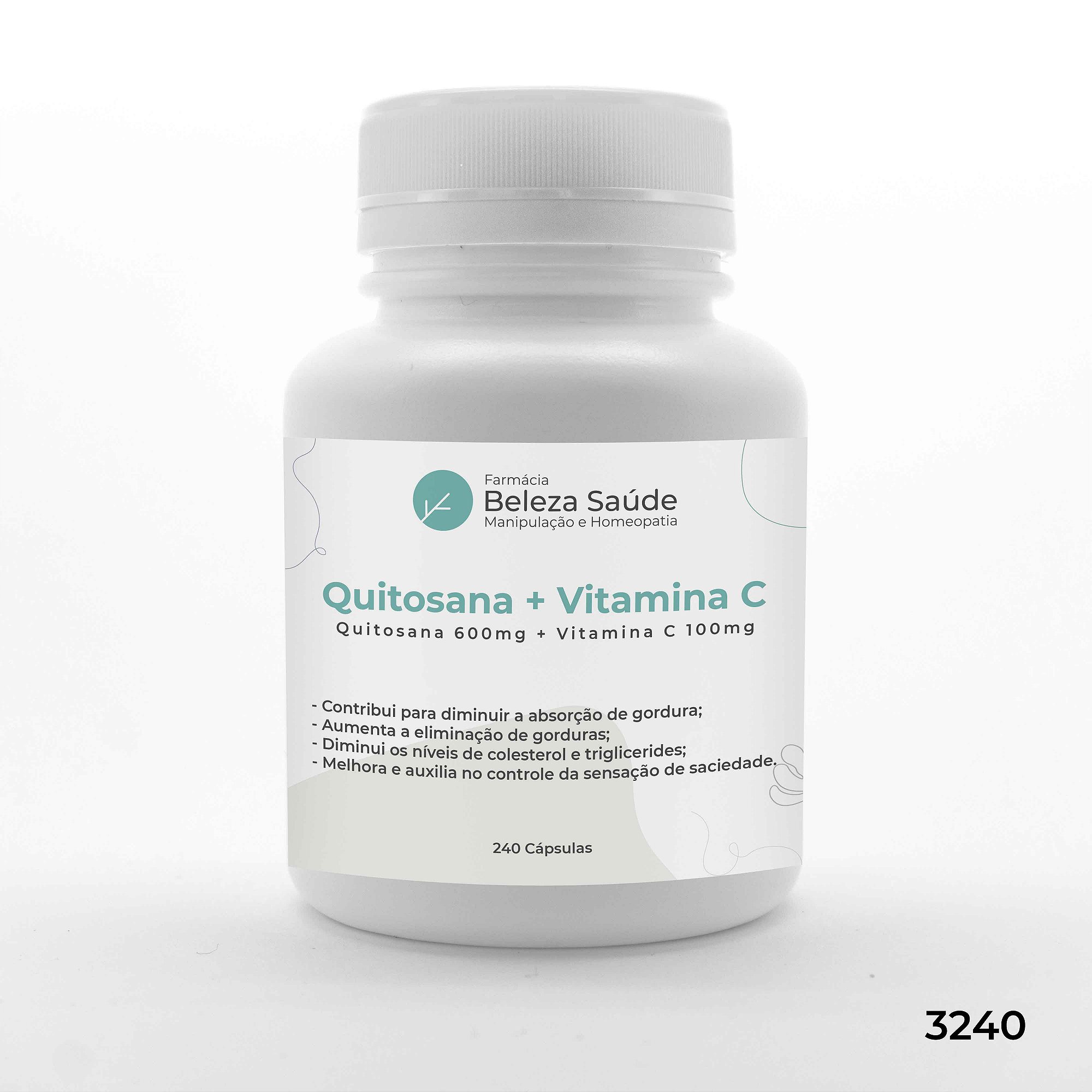 Quitosana 600mg + Vitamina C 100mg - 240 Cápsulas