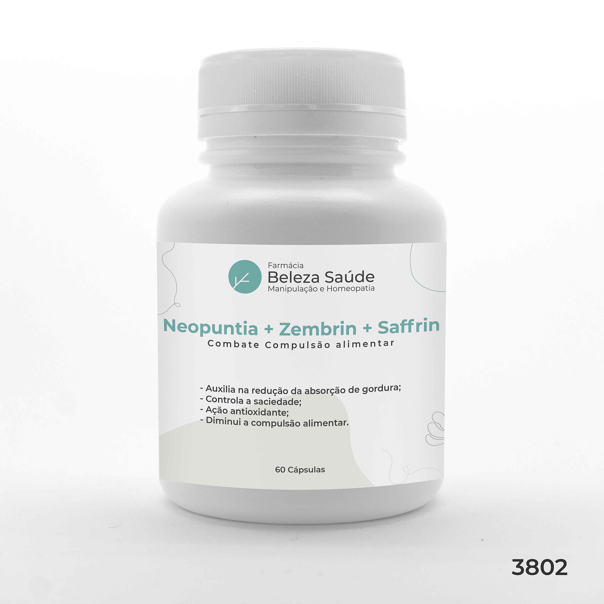 Neopuntia + Zembrin + Saffrin - Combate Compulsão alimentar - 60 Doses