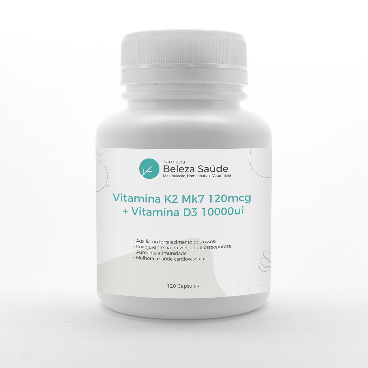 Vitamina K2 Mk7 120mcg + Vitamina D3 10000ui : 120 Cápsulas