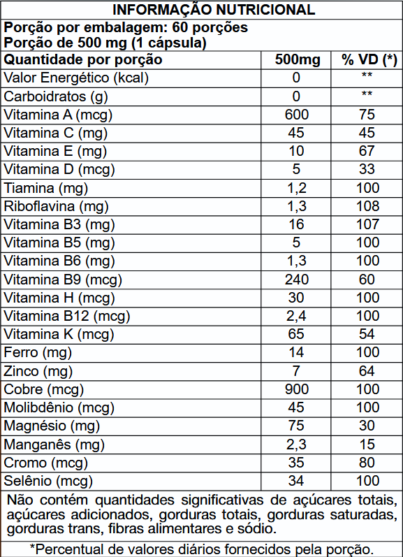 Multivitamínico - 60 Cápsulas - OWL Vita
