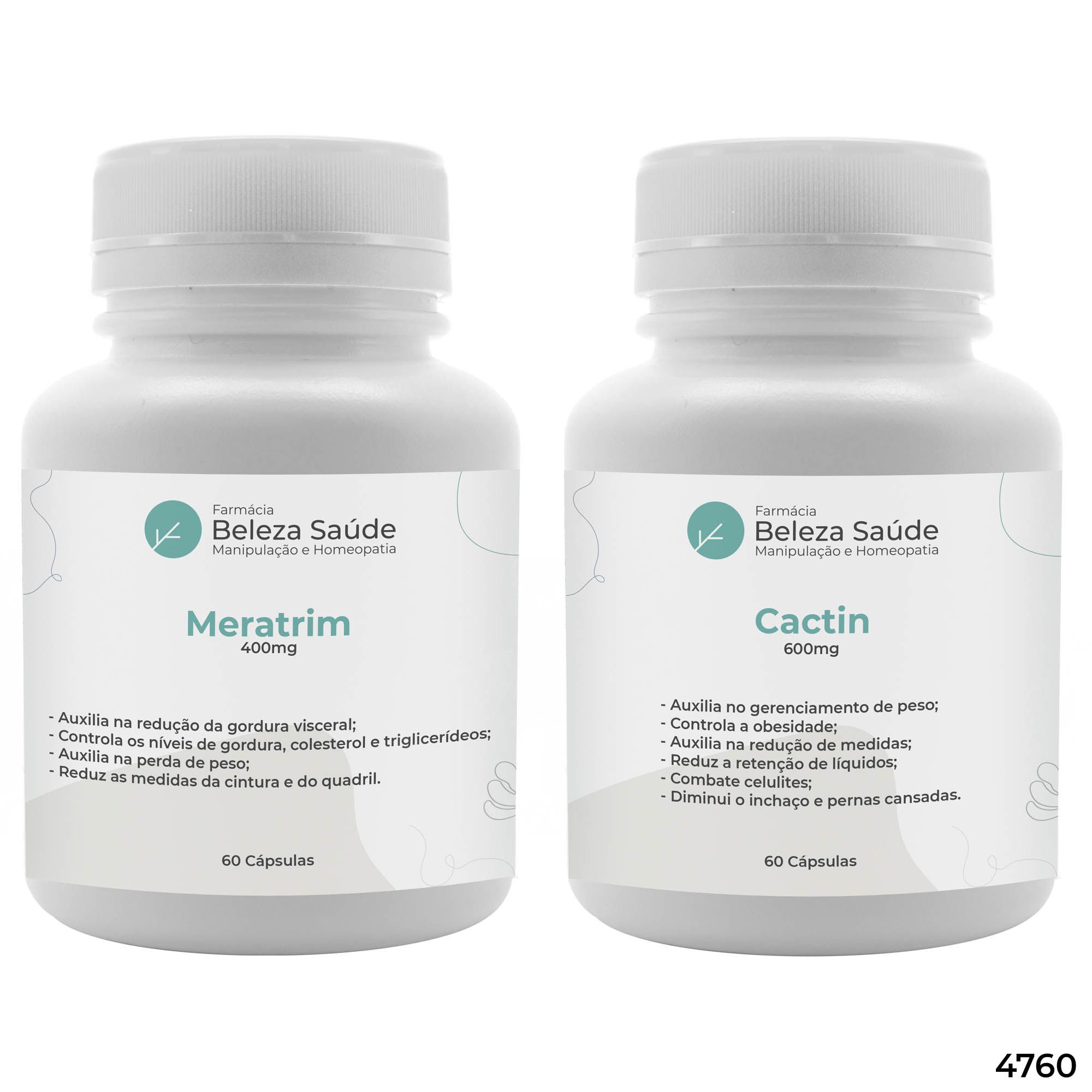 Meratrim 400mg 60 Cápsulas + Cactin 600mg 60 Cápsulas : 2 Produtos para Emagrecer com Saúde