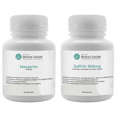 Meratrim 400mg 60 Cápsulas + Saffrin 100mg 60 Cápsulas : 2 Produtos para Emagrecer com Saúde