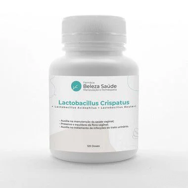 Lactobacillus Crispatus + Lactobacillus Acidophilus + Lactobacillus Reuteri : Probióticos para Saúde Vaginal - 120 doses