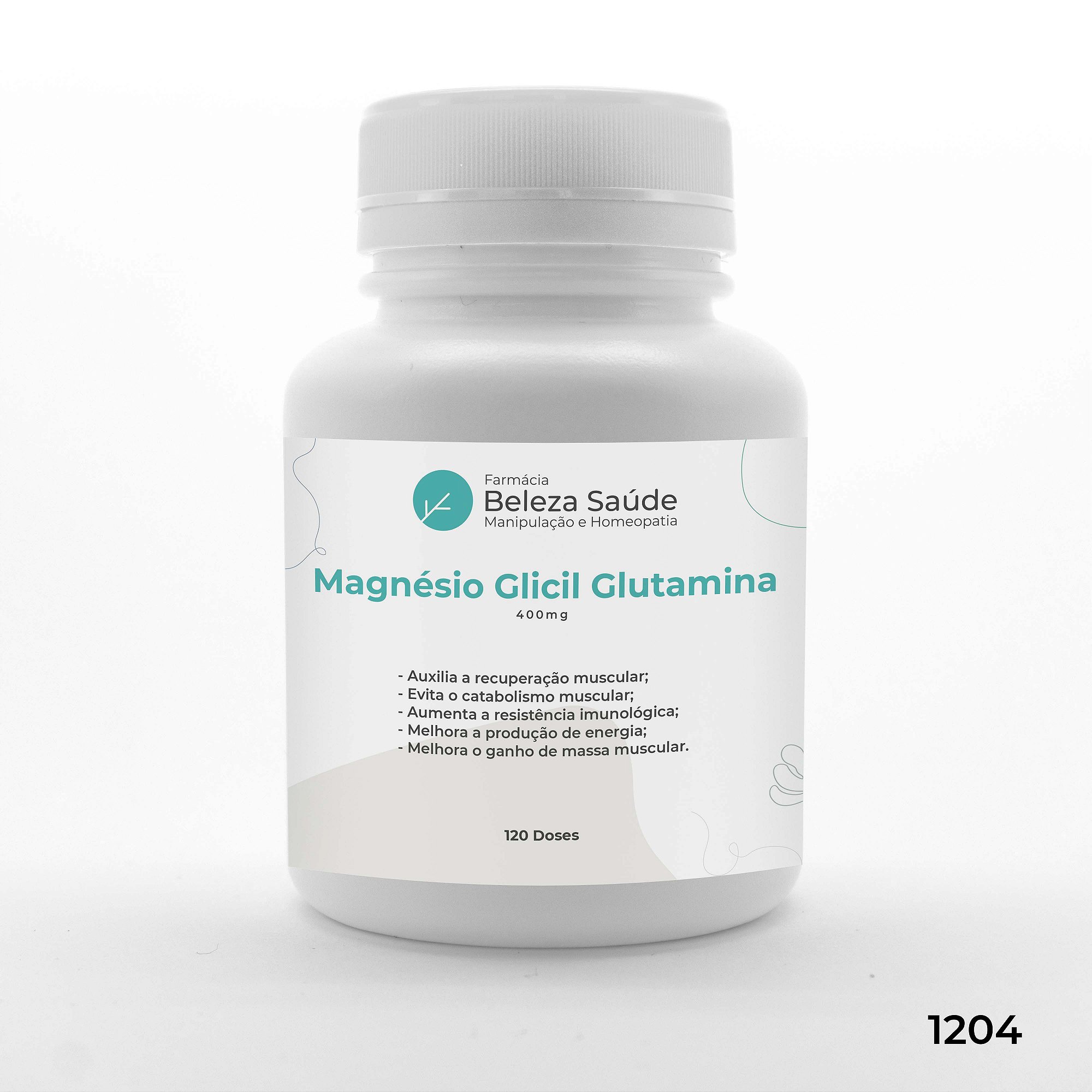 Magnésio Glicil Glutamina 400mg - Energia e Resistência - 120 doses