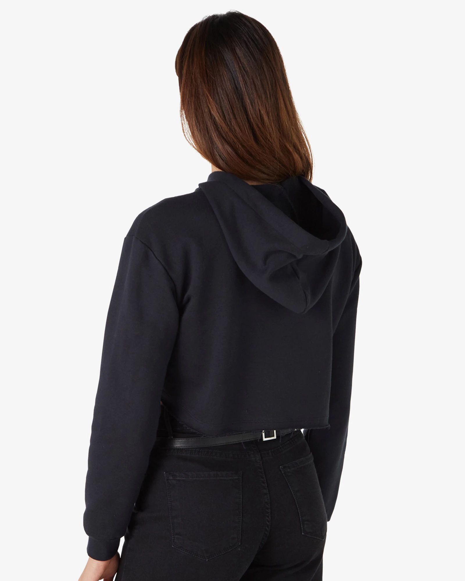 Blusa de Moletom Feminino Cropped com Capuz Mickey Mouse Preto MARCA