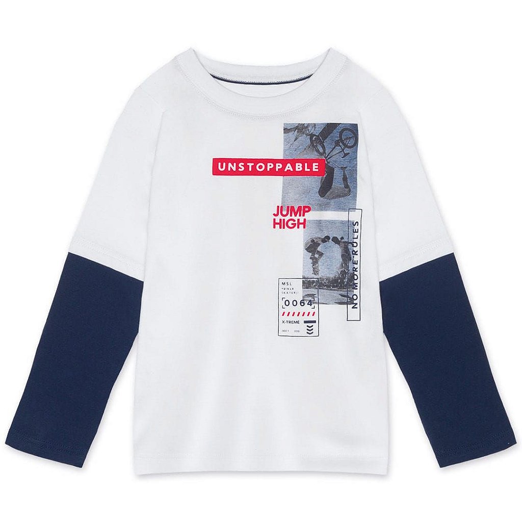 Camiseta Manga Longa Infantil Menino Branco Marisol Loja Cantinho Moda Kids as melhores marcas de roupas infantil bebe criancas