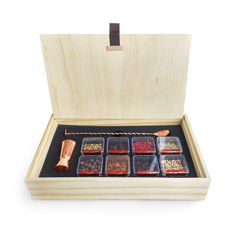 Gin Box Monkeys Cocktails com 08 especiarias em Madeira +