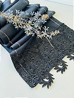 caminho de mesa linho preto com renda