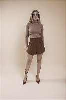 Blusa Manga Longa Gola Alta - Marrom