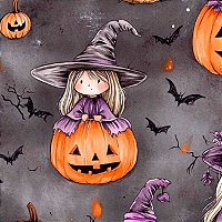 Tricoline Halloween Hall Aqua Bruxas, 100%Alg. 50cm x 1,50mt