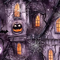 Tricoline Halloween Hall Aqua Mansão Assombrada 50cm x 1,50m