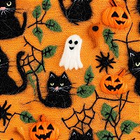 Tricoline Halloween Hall Gatos, 100% Algodão, 50cm x 1,50mt