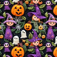 Tricoline Halloween Hall Bruxinhas 100%Algodão 50cm x 1,50mt