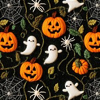 Tricoline Halloween Hall Abóboras e Fantasmas, 50cm x 1,50mt