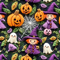 Tricoline Halloween Hall Abóboras e Bruxas, 50cm x 1,50mt