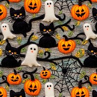 Tricoline Halloween Hall 7 Vidas, 100%Algodão, 50cm x 1,50mt