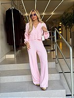 Conjunto de Tricot Tranças Rosa