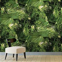 Papel De Parede Vinilico Texturizado Verde Tropical Folhagem