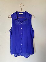 Blusa azul royal com renda Pop Me G - Brechó XL - Brechó Plus Size