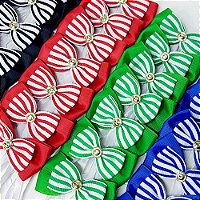Gravata Borboleta Duplo Estampado Listrado - 10 unidades